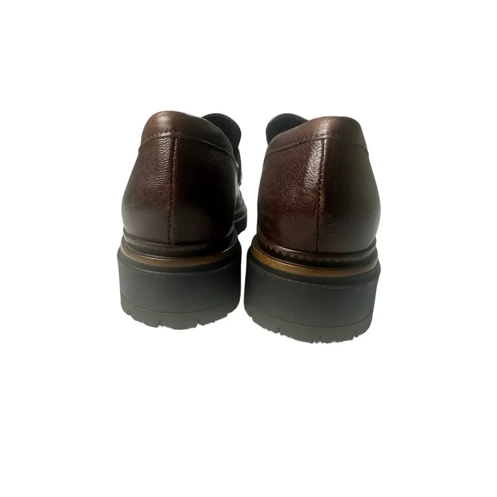 Miz‎ Mooz Damian Women's Brown Platform Leather Loafers Size 40 EUC Academia